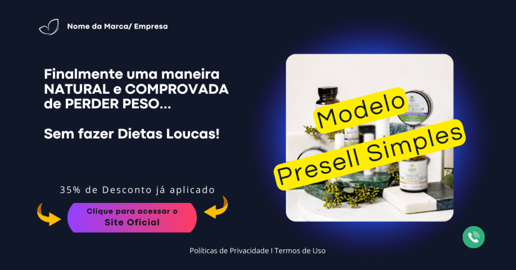 modelo de página presell simples ou curta